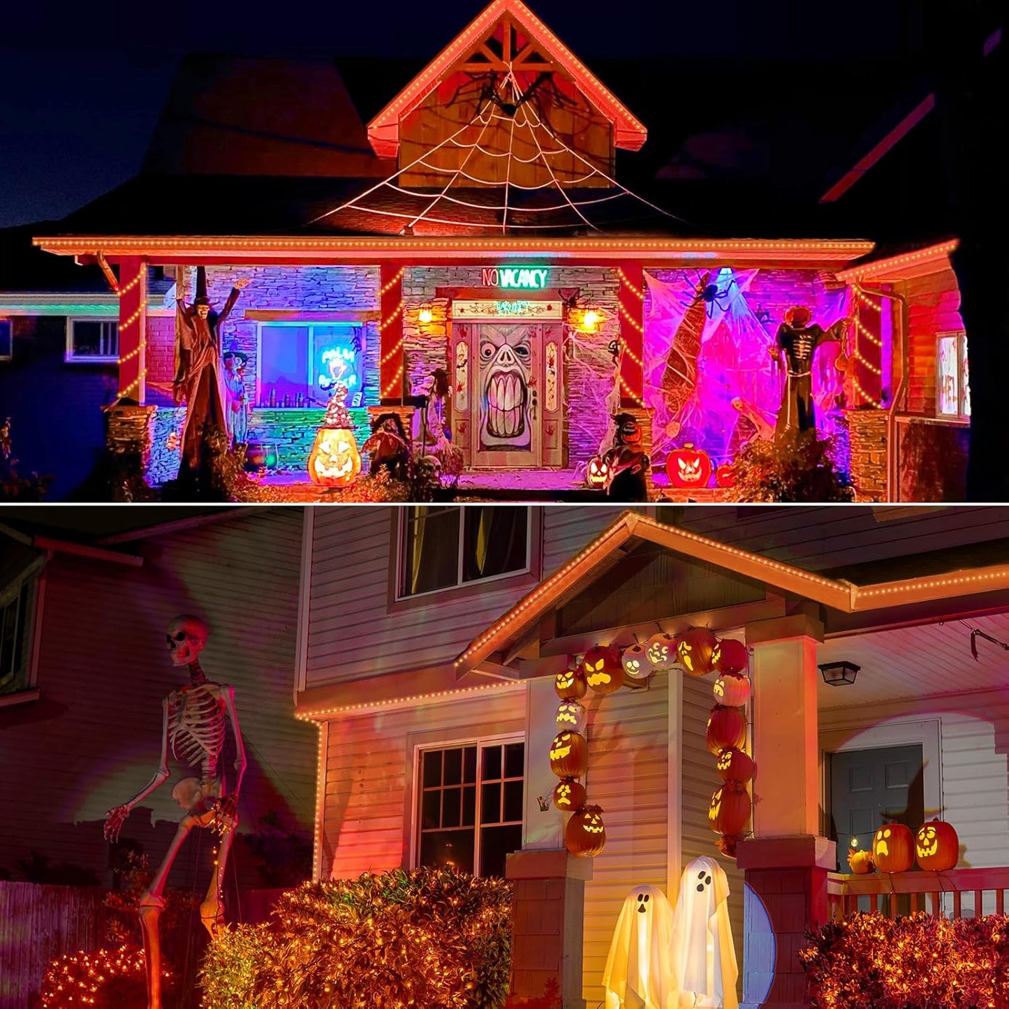 Skiennix 100ft LED Rope Lights - Waterproof & Flexible Tube Lighting with 8 Modes | Orange for Outdoor Decor