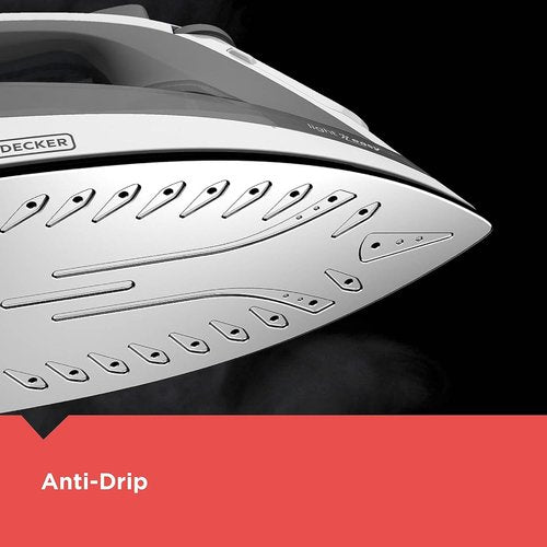 BLACK+DECKER Compact Steam Iron - Stainless Steel Soleplate, Spray Mist, Anti-Drip, Auto Shutoff | IR1020S