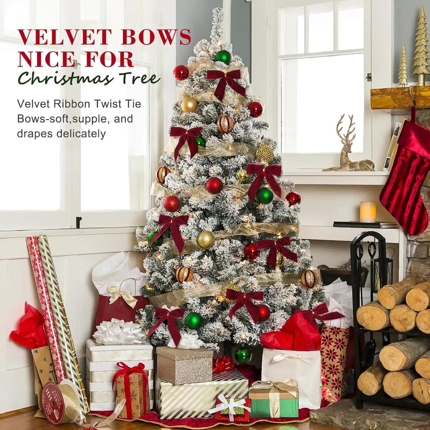 Utehilly Velvet Christmas Bows - 24 Pcs Burgundy Small Decorative Bows for Trees, Gifts & Crafts | 3.5 x 3.5 Inch