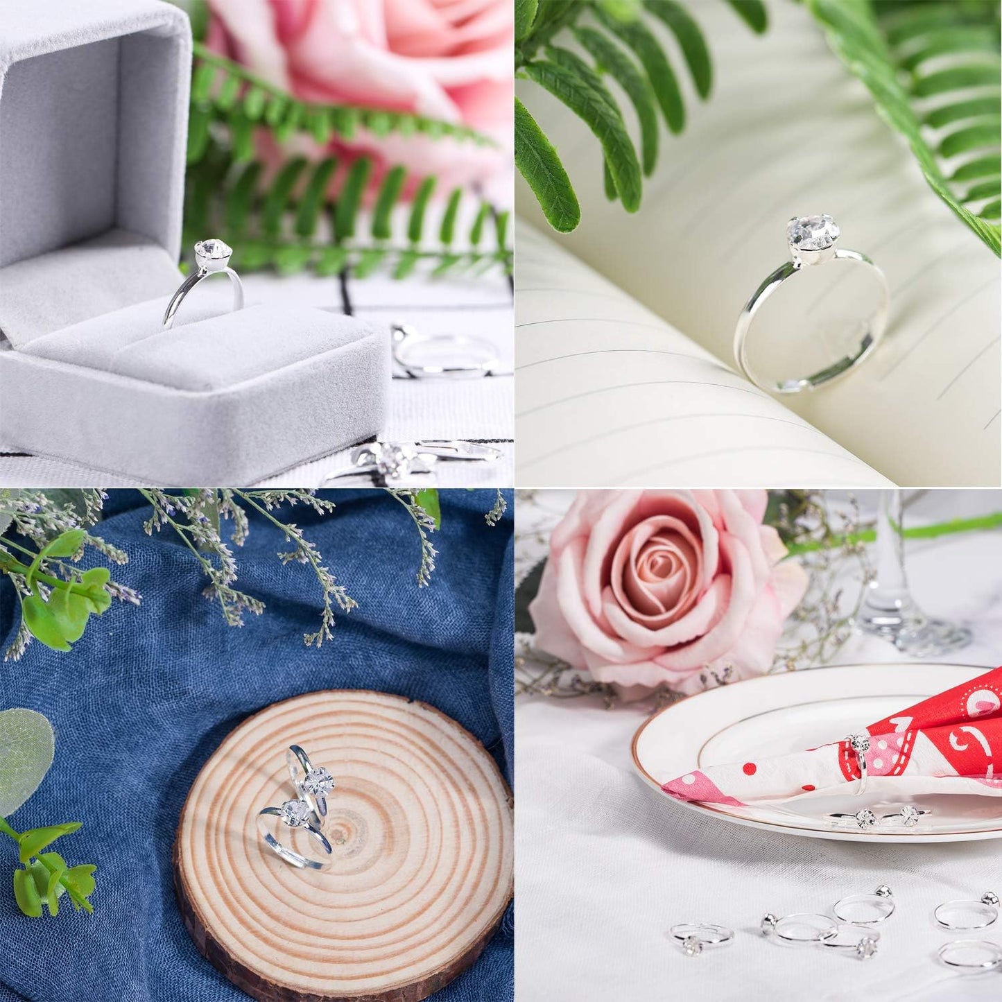 Whaline 36-Pack Diamond Engagement Rings | Bridal Shower & Wedding Table Decorations