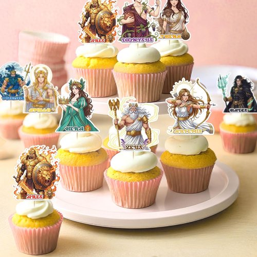 Greek Mythology Party Decorations - 36 Pcs Greek Gods Cupcake Toppers for Toga Birthday & Classroom Events