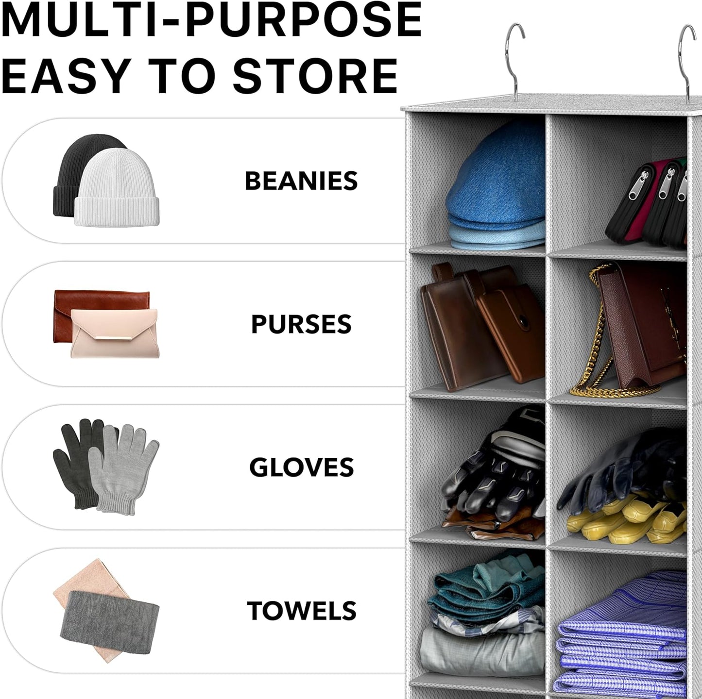 Simple Houseware 20-Section Hanging Shoe Organizer - Gray Closet Storage Solution