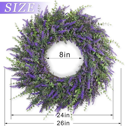 Eucalyptus & Lavender Wreath by Skiennix - 26'' Large Artificial Floral Decor for All Seasons | Purple