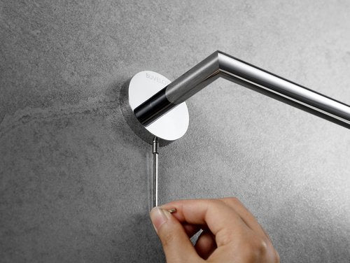 BUVELOT Towel Racks for Bathroom, Chrome Towel Bar, Wall Mounted Towel Holder, Modern Hotel Style Bath Towel Rail, Brass, 077070-CR Leo Series