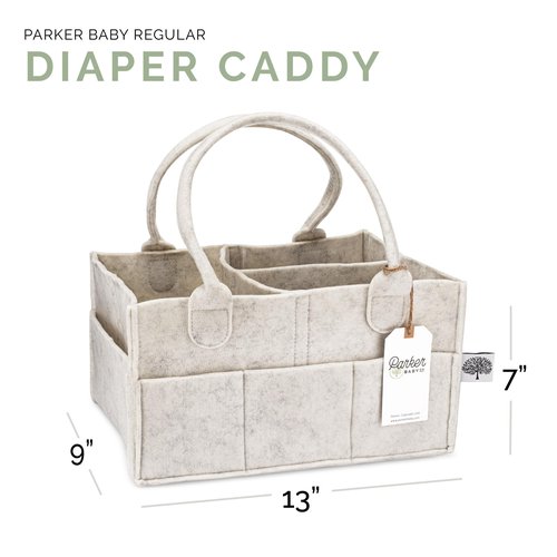 Parker Baby Diaper Caddy - Nursery Storage Bin and Car Organizer for Diapers and Baby Wipes - White, Regular