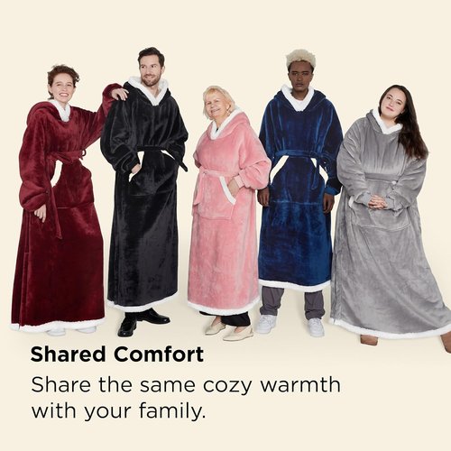 Bedsure Wearable Blanket Hoodie - Cozy Sherpa Sweatshirt for Adults | Perfect Birthday Gift for Women - Grey