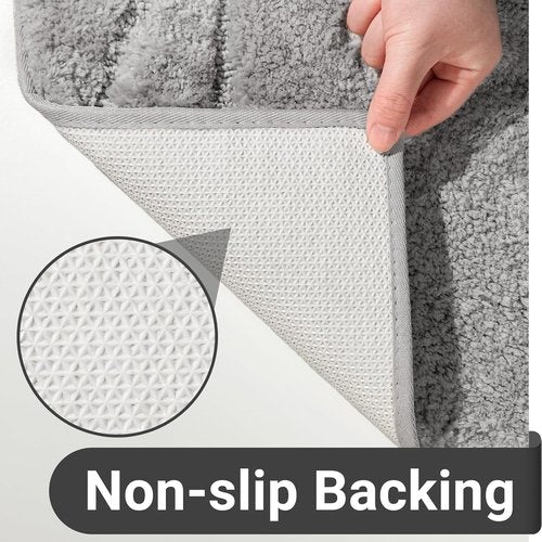 DEXDE Bathroom Rugs - Ultra Long Non-Slip Runner Mat 24x60 in Light Grey | Soft, Absorbent Microfiber for Quick Drying
