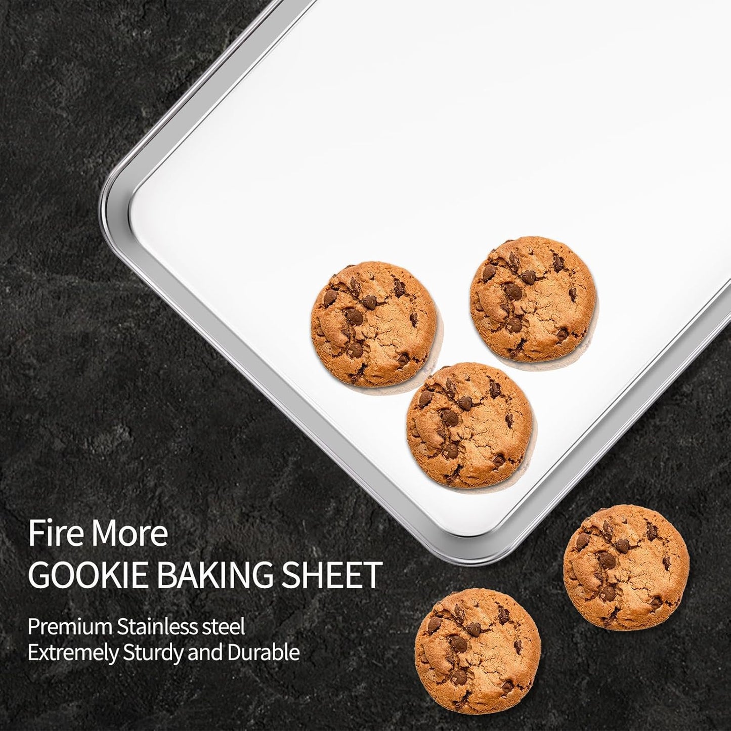 Skiennix Baking Sheet Set - 18-Inch Commercial Grade Stainless Steel Pans | Non-Toxic, Rust-Free, Easy Clean