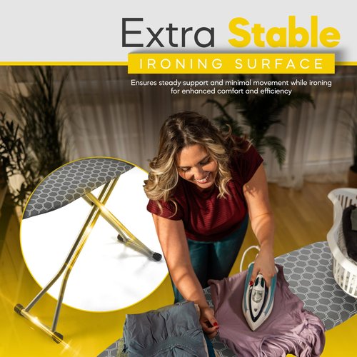 Full Size Ironing Board 57" L X15 W, Large Wide Sturdy Ironing Board with Iron Rest, Foldable Adjustable Iron Board with Heat Resistant Cover, Enhanced Stability (Silver Gray)
