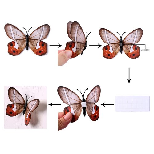 24pcs 3D Vivid Special Man-Made Lively Butterfly Wall Stickers Removable Butterflies Wall Decals 3D Nursery Art Decor for Kids Girls Bedroom Living Room Classroom Party Decoration Brown