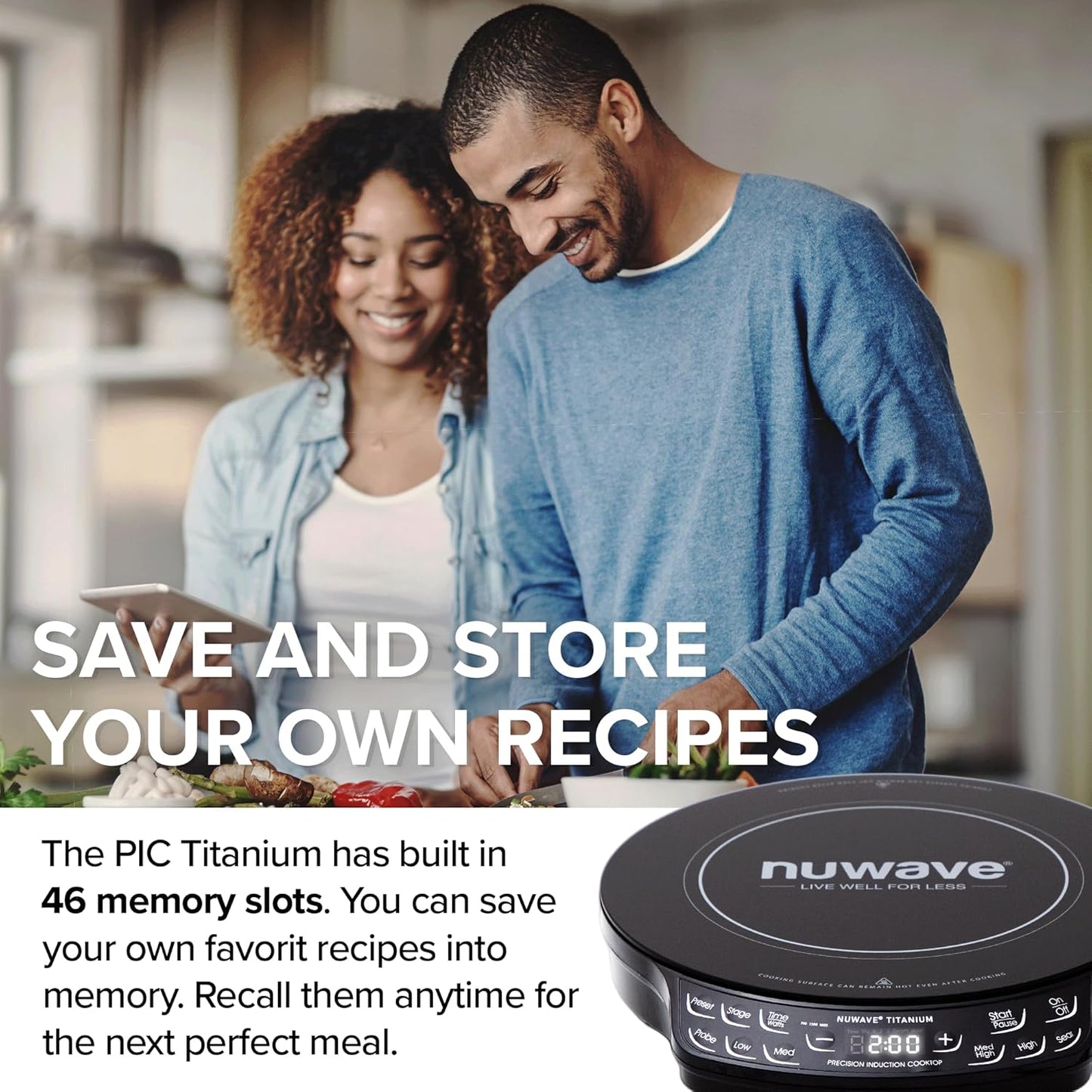 Nuwave Induction Cooktop - Upgraded 3 Wattage Control with Digital Temp Probe | 12” Shatter-Proof Ceramic Glass