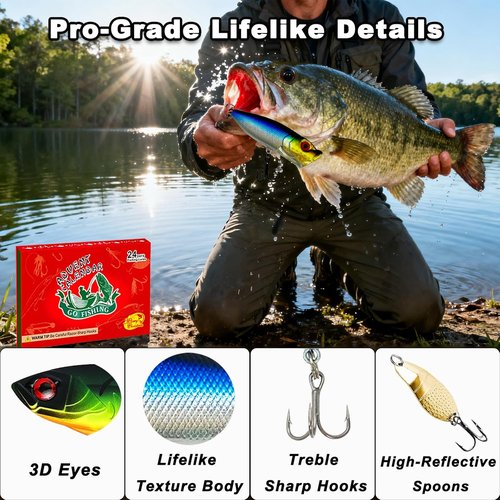 Fishing Advent Calendar 2025 - 24-Day Countdown for Men & Teens | Perfect Christmas Gift