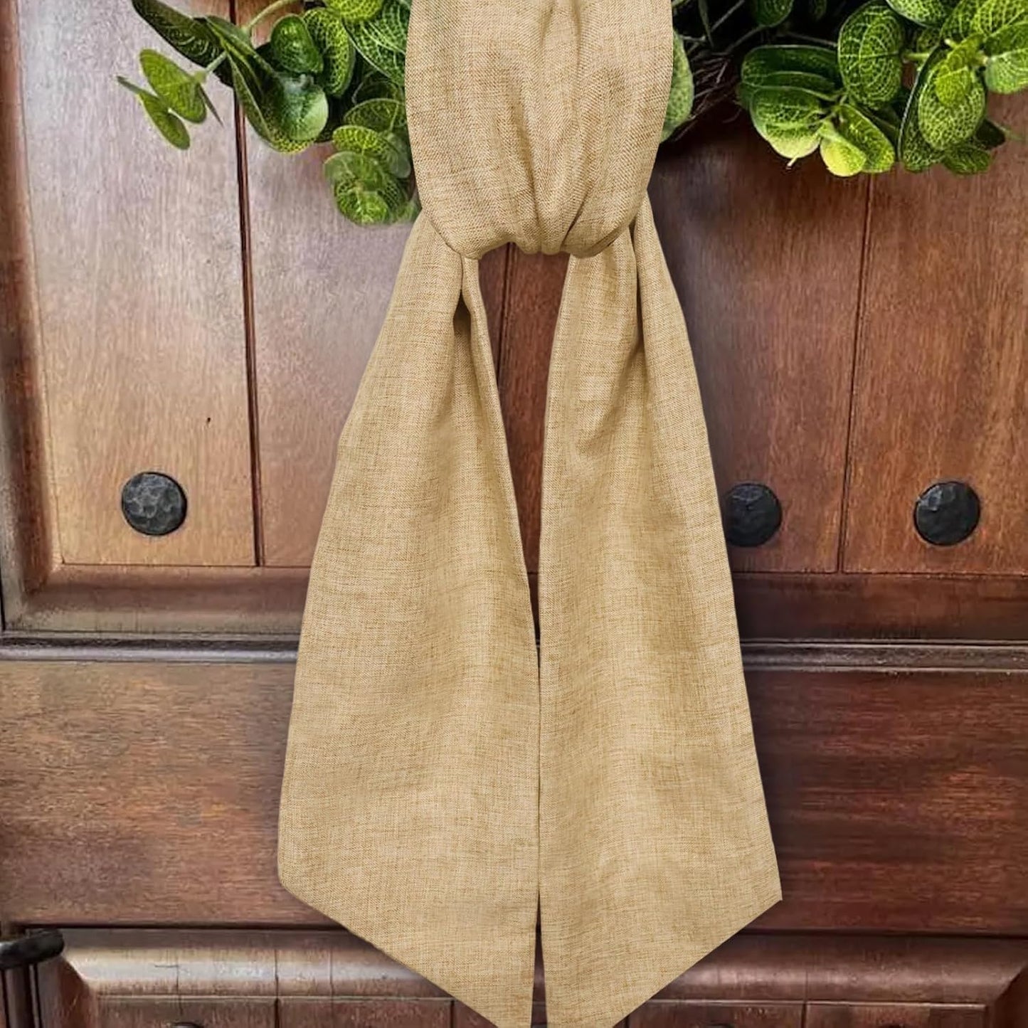 Skiennix Christmas Wreath Sash - Natural Cotton Decor for Front Door | 4 Pcs Set for Holidays