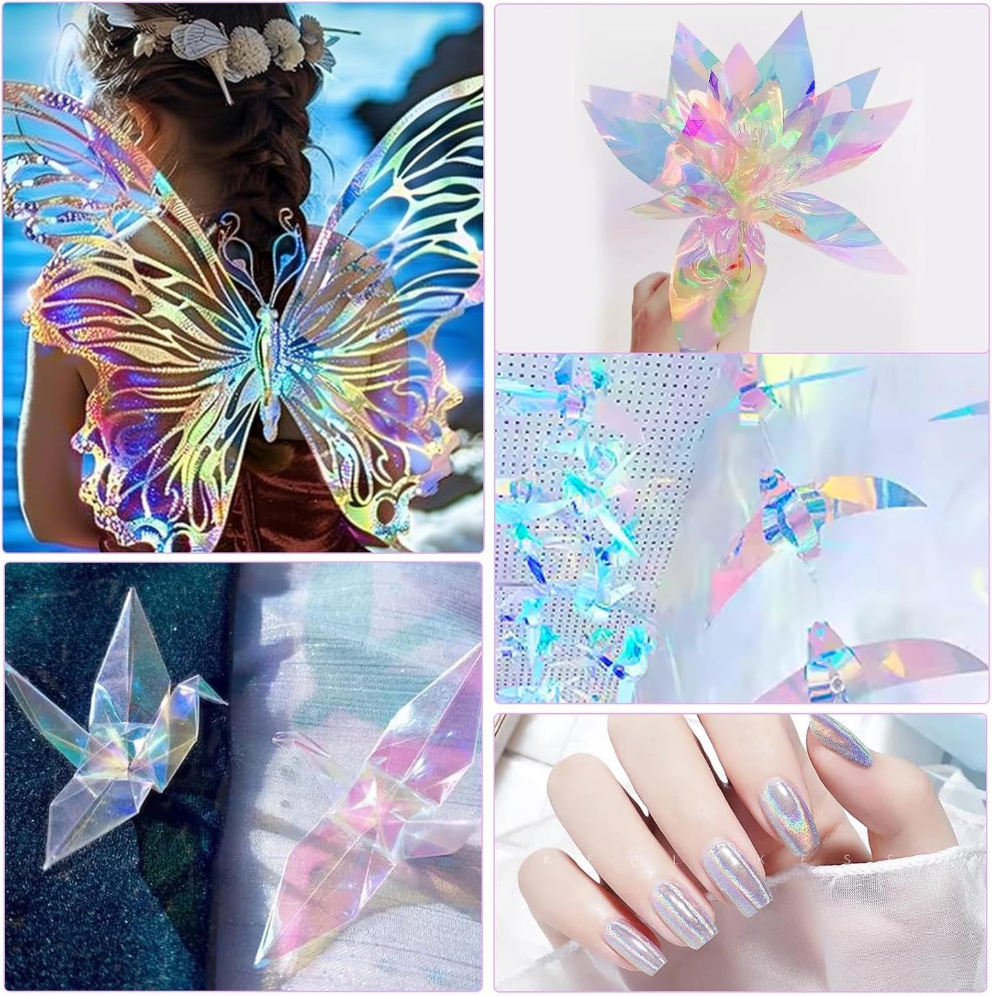 woric 82 Ft X 17 In Cellophane Wrap for Gift Baskets Easter Iridescent Cellophane Wrap Roll Gift Basket Wrapping Plastic for Easter Gifts Basket Stuffers Treats Party Favor Birthday Wedding Crafts