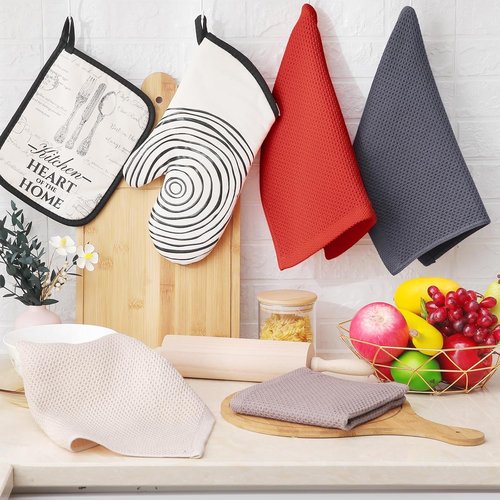 Homaxy 100% Cotton Waffle Weave Dish Cloths - Ultra Soft & Absorbent | 12 x 12 Inches, 24-Pack, Multicolor