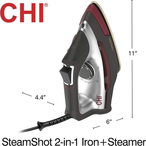 CHI 2-in-1 Steam Iron & Vertical Garment Steamer - Targeted SteamShot, Titanium Soleplate, 1200W, 10' Cord