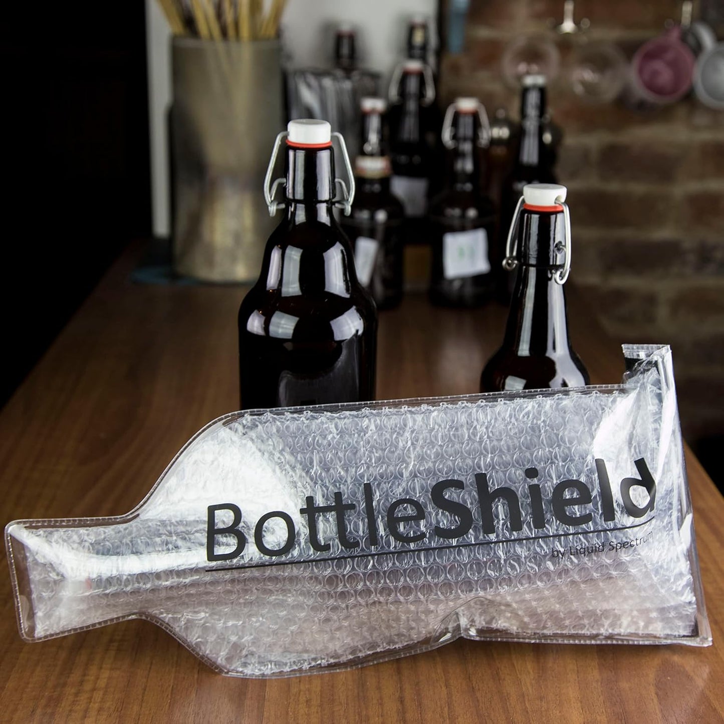 Reusable Wine Protector Travel Bag by Bottle Shield (3-pack) - Unbreakable Bottle Sleeve, Leak Proof & Double Layer Bubble Protection | Travel Bags for Suitcase Luggage, Clear