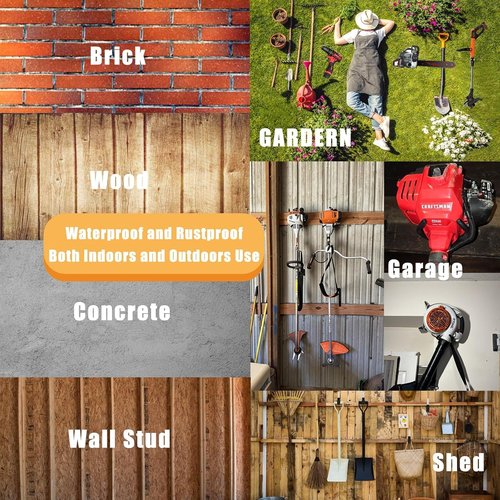 Garden Power Tool Hanger | Garage Wall Hooks for Weedeater & String Trimmer - 3 Black Utility Hooks