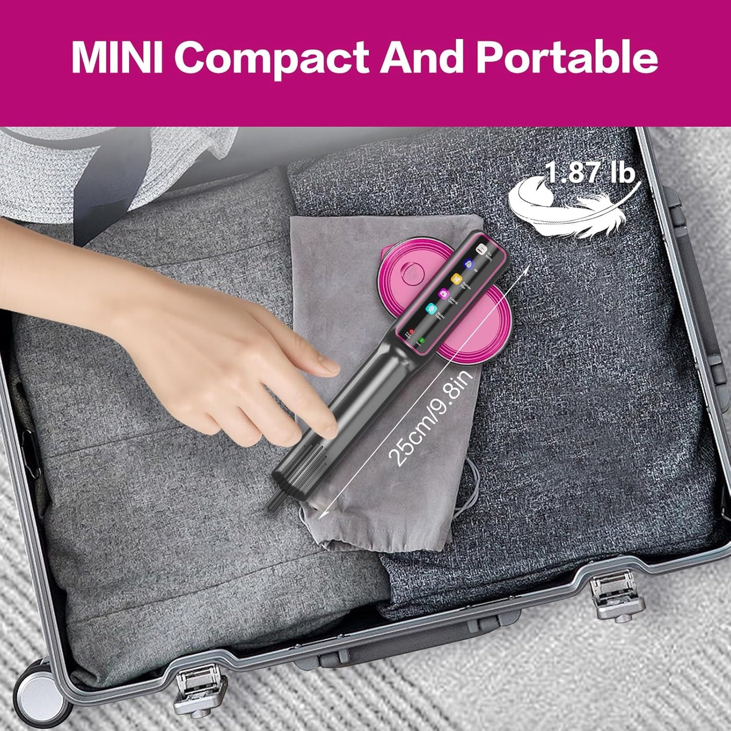 Skiennix 1200W Portable Handheld Garment Steamer - Fast 15-Second Heat-Up, 5 Modes, 110ml Tank | Carbon Gray Purple