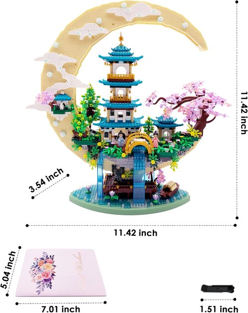 Chinese Moon Palace Building Blocks Set - 4288 PCS Cherry Blossom Bonsai Tree Model for Adults & Teens | Creative Gift for Ages 14+