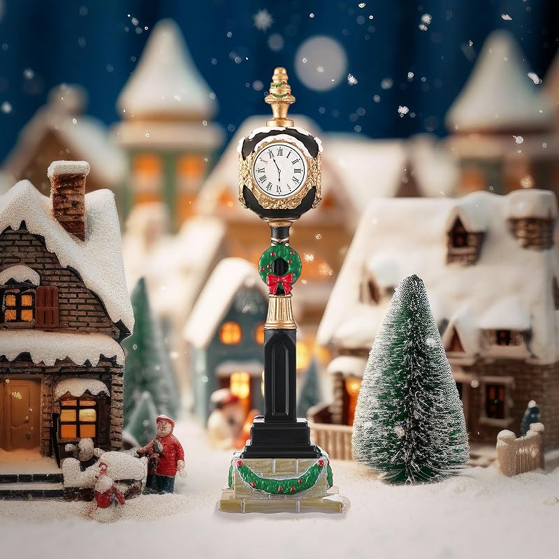 Christmas Village Clock Tower Figurine 6.3 in – 2 x 2 x 6.3 in