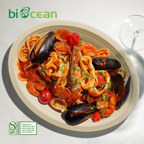Compostable Oval Plates by Eco-Choice | Heavy-Duty 12.5 Inch Biodegradable Sugarcane Plates - 125 Pack