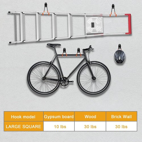 KURUI Heavy Duty Garage Hooks - 2 Pack Metal Wall Mount Utility Hooks for Ladder & Tool Storage