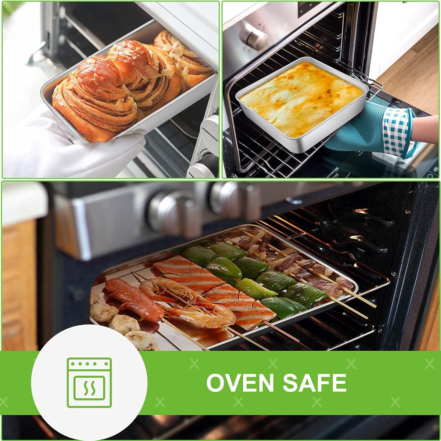 P&P CHEF 6-Piece Toaster Oven Bakeware Set - Stainless Steel, Non-Toxic & Easy to Clean