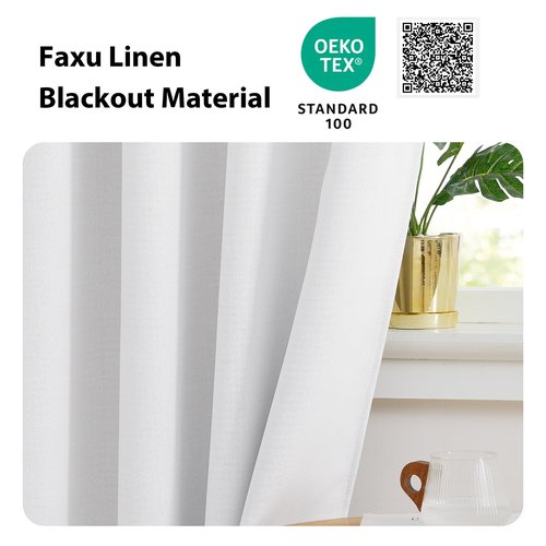 NICETOWN Faux Linen Valances, Short Cafe Curtains Kitchen Tiers, Room Darkening Small Window Curtains Treatment Grommet Top for Bathroom/Basement(2 Panels, 34x24 Inches, Greyish White)