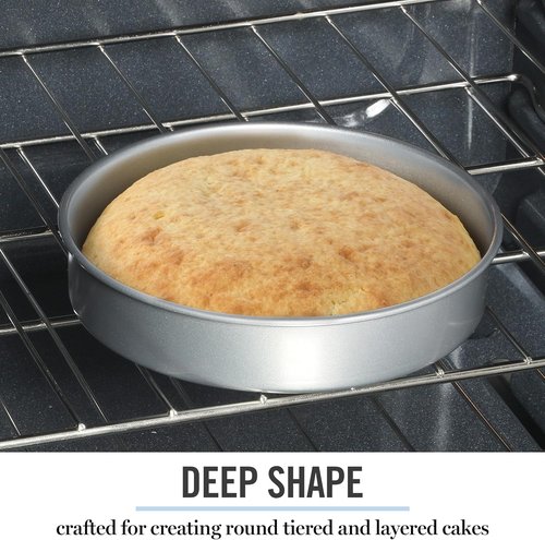 Martha Stewart Gallen 8-Inch Round Nonstick Carbon Steel Cake Pan - Durable Bakeware for Cakes & Pies
