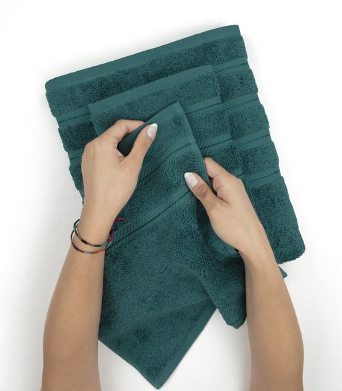 American Soft Linen Luxury 4 Piece Bath Towel Set, 600 GSM 100% Cotton Turkish Bath Towels for Bathroom, 27x54 in Extra Large Bathroom Shower Towels, Teal