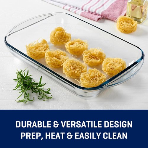 Glass 9x13 Baking Dish - 3 Quart Oblong Ovenproof Casserole Dish for Lasagna & Brownies | BPA-Free, Easy Cleanup