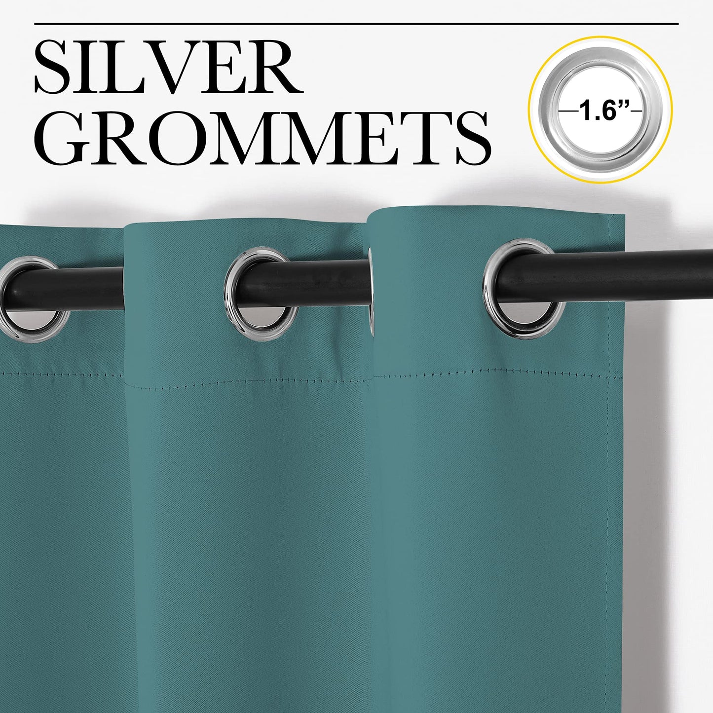 NICETOWN Patio Glass Door Panels - Blackout Curtains for Bedroom, Living and Dining Room - Guest Room Privacy Panels, Sea Teal, 42" x 95" (1 Pair)