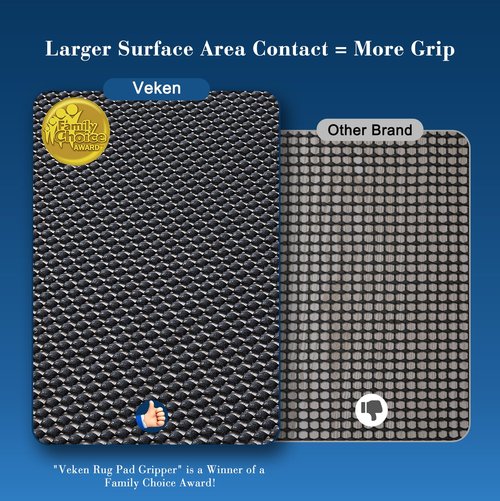 Veken 8x10 Ft Rug Pad Gripper for Hardwood Floors, Non Slip Black Rug Pads for Area Rugs, Thick Rug Grippers for Tile Floors, Under Carpet Anti Skid Mat, Keep Your Rugs Safe and in Place