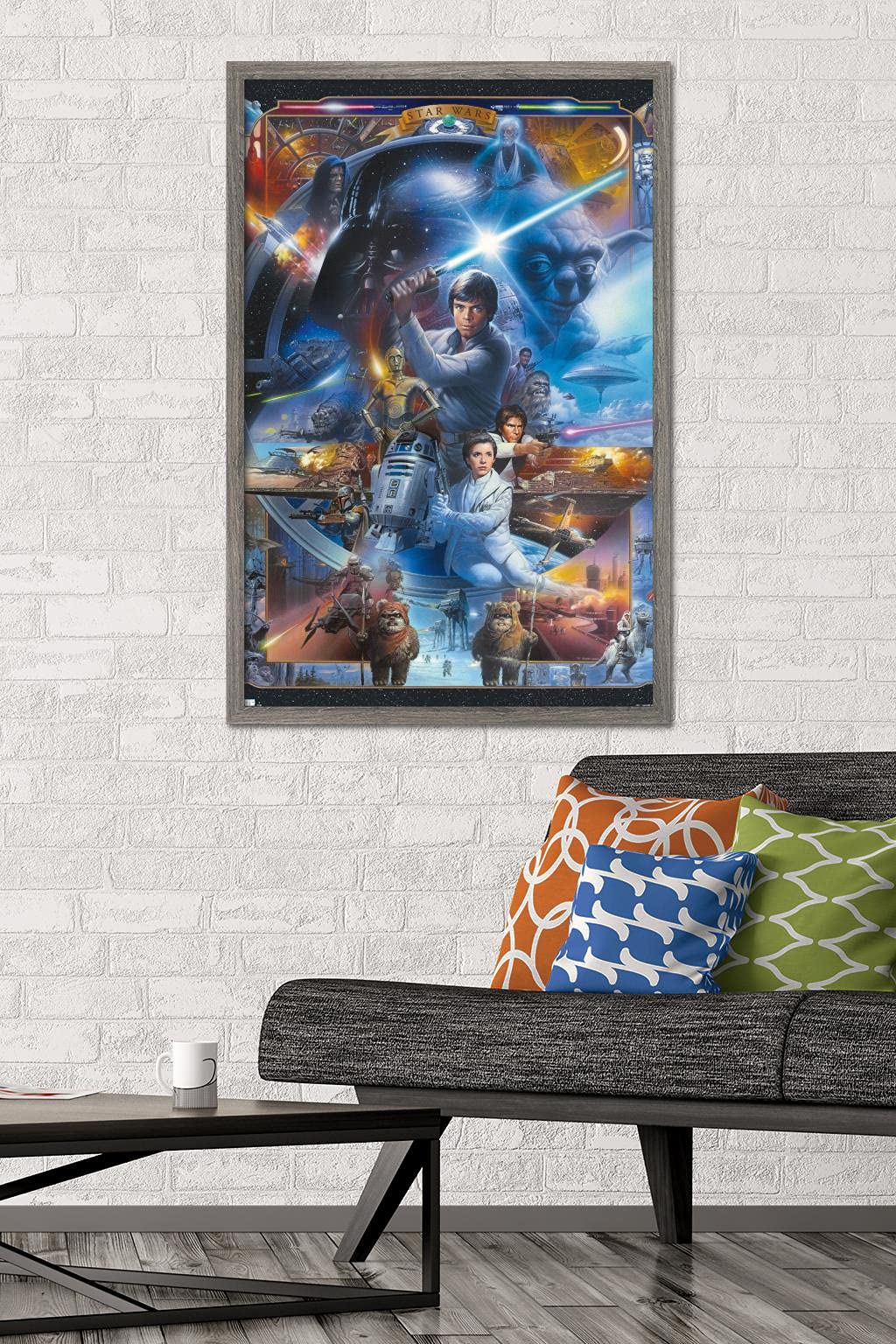 Trends International Star Wars: Original Trilogy - Collage Wall Poster, 34L x 22.4W, Barnwood Framed Version