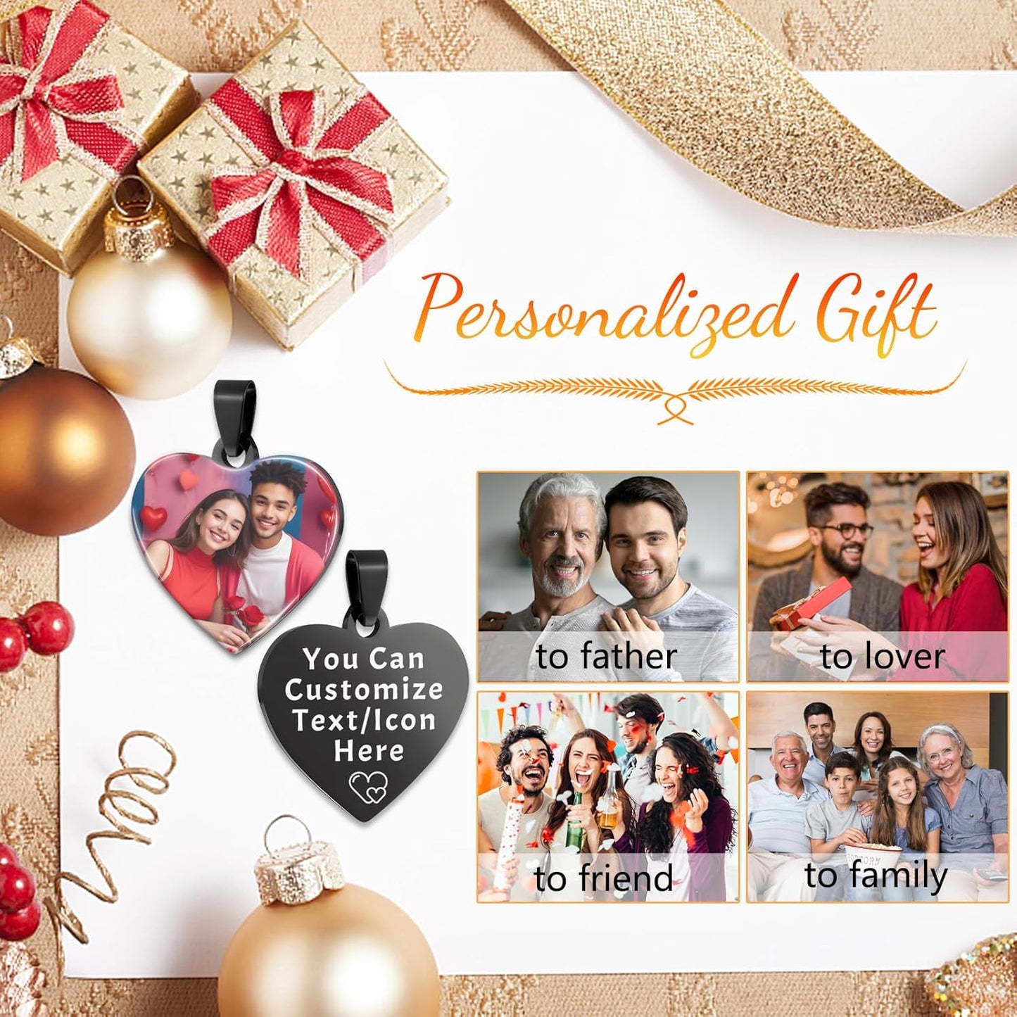 Skiennix Personalized Photo Necklace - Custom Engraved Jewelry Gift for Men & Women | Memorial Keepsake