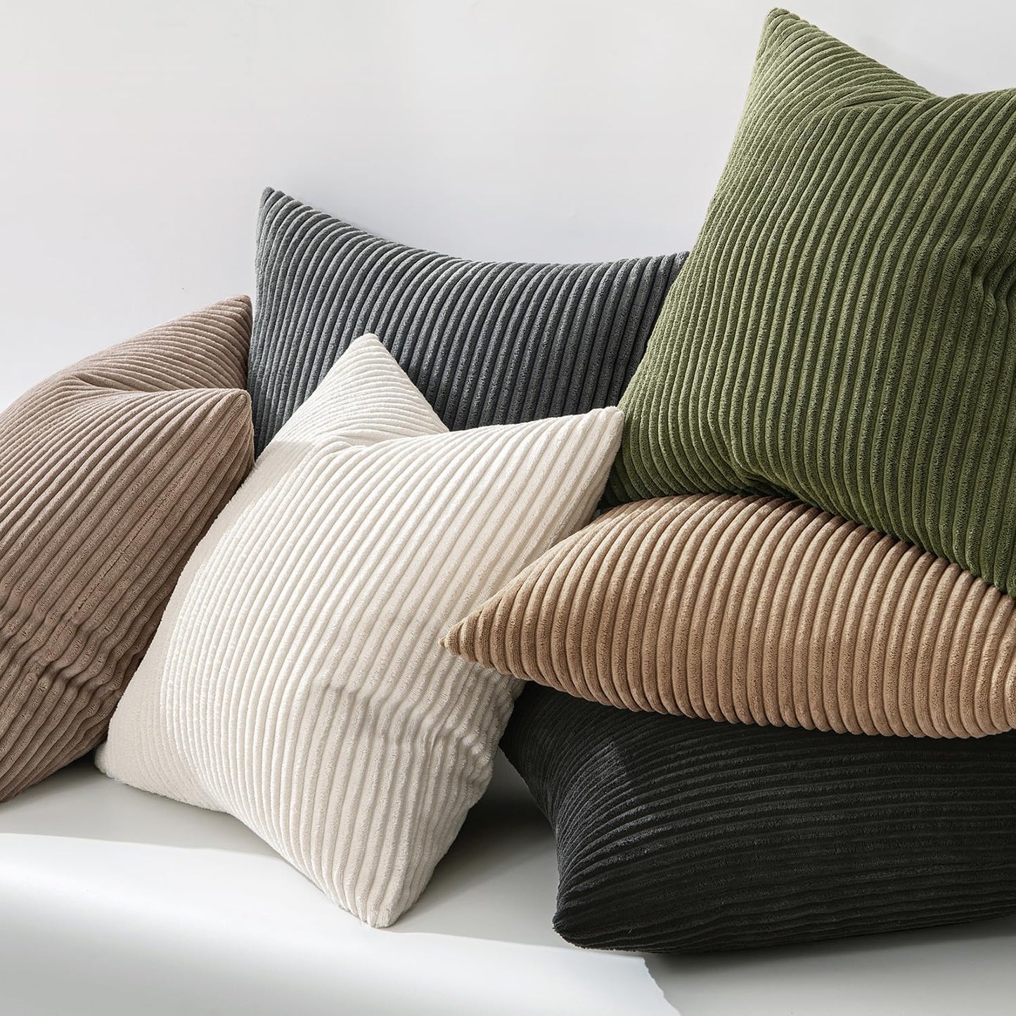 MIULEE Soft Olive Green Decorative Pillow Covers - Set of 2 Square Cushion Cases | 18 x 18 Inch