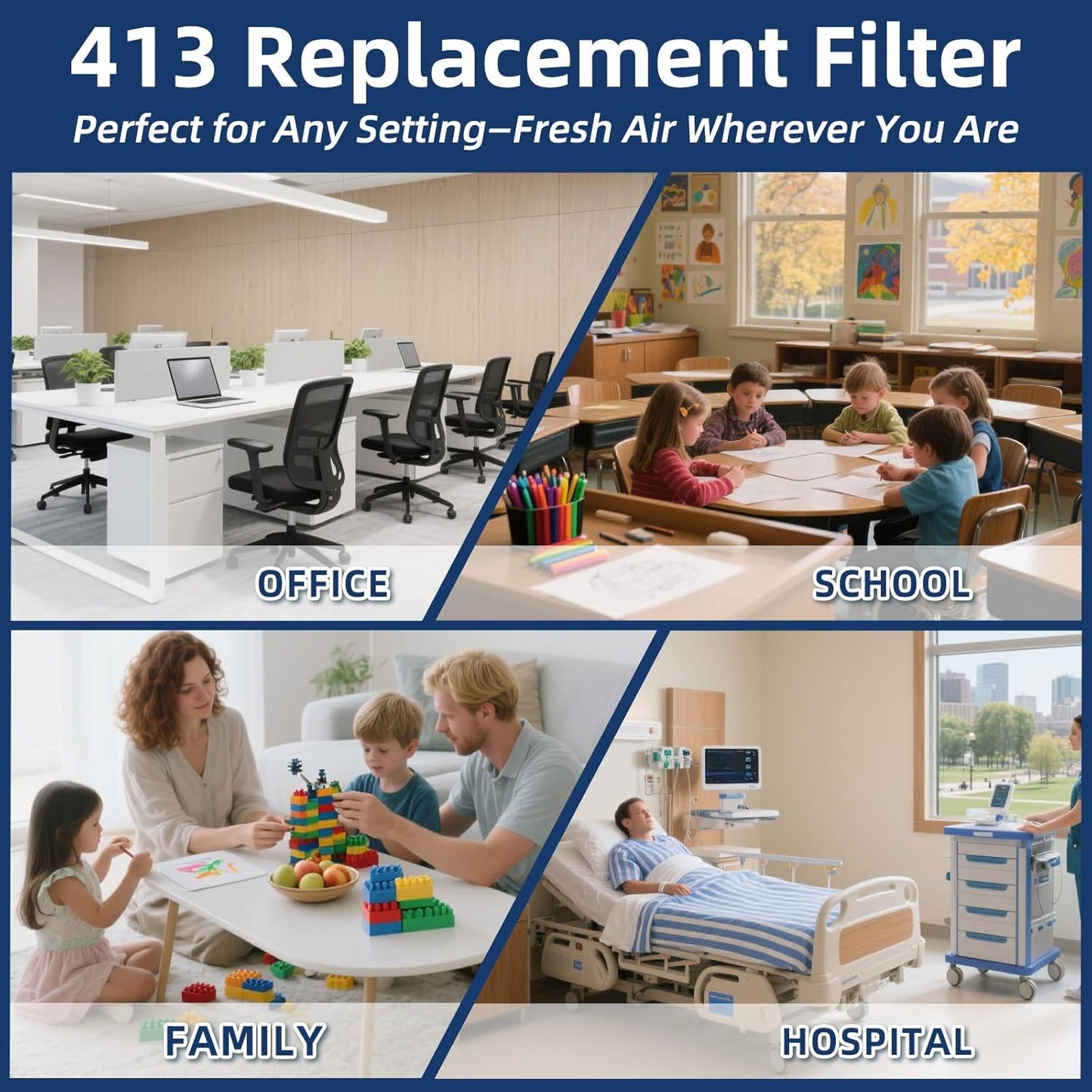 AprilAire 413 Replacement Air Filter - MERV 13, 16"x28"x4" | Compatible with Multiple Models