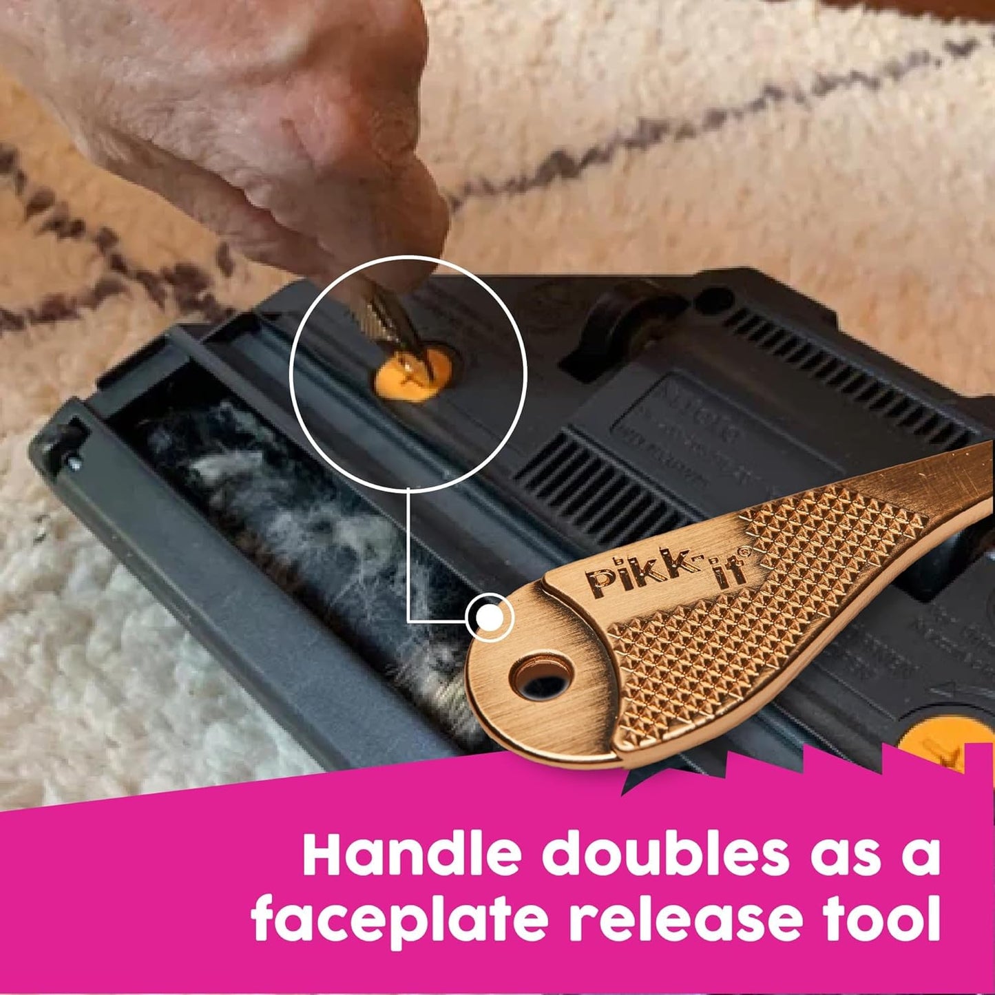 Pikk-it Vacuum Hair Brush Cleaner Tool - Effortlessly Removes Pet & Human Hair | Single/Twin Pack