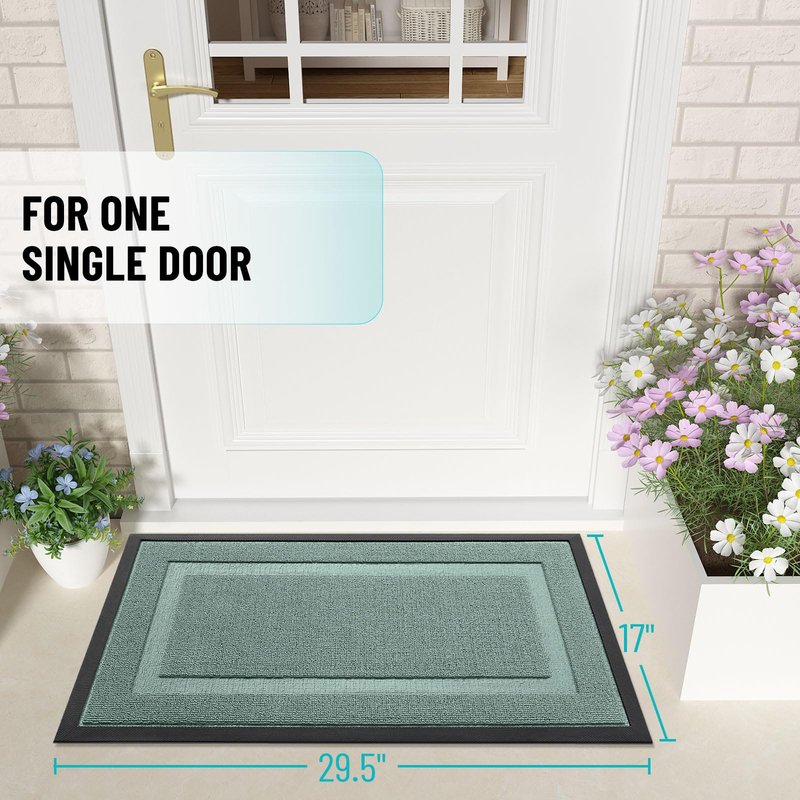 OLANLY Front Door Mat Indoor Outdoor Entrance, Waterproof All-Season, All-Weather Doormat, Sturdy Natural Rubber, Low Profile, Easy Clean Patio Porch Entryway Mat, 35x23, Grayish Green