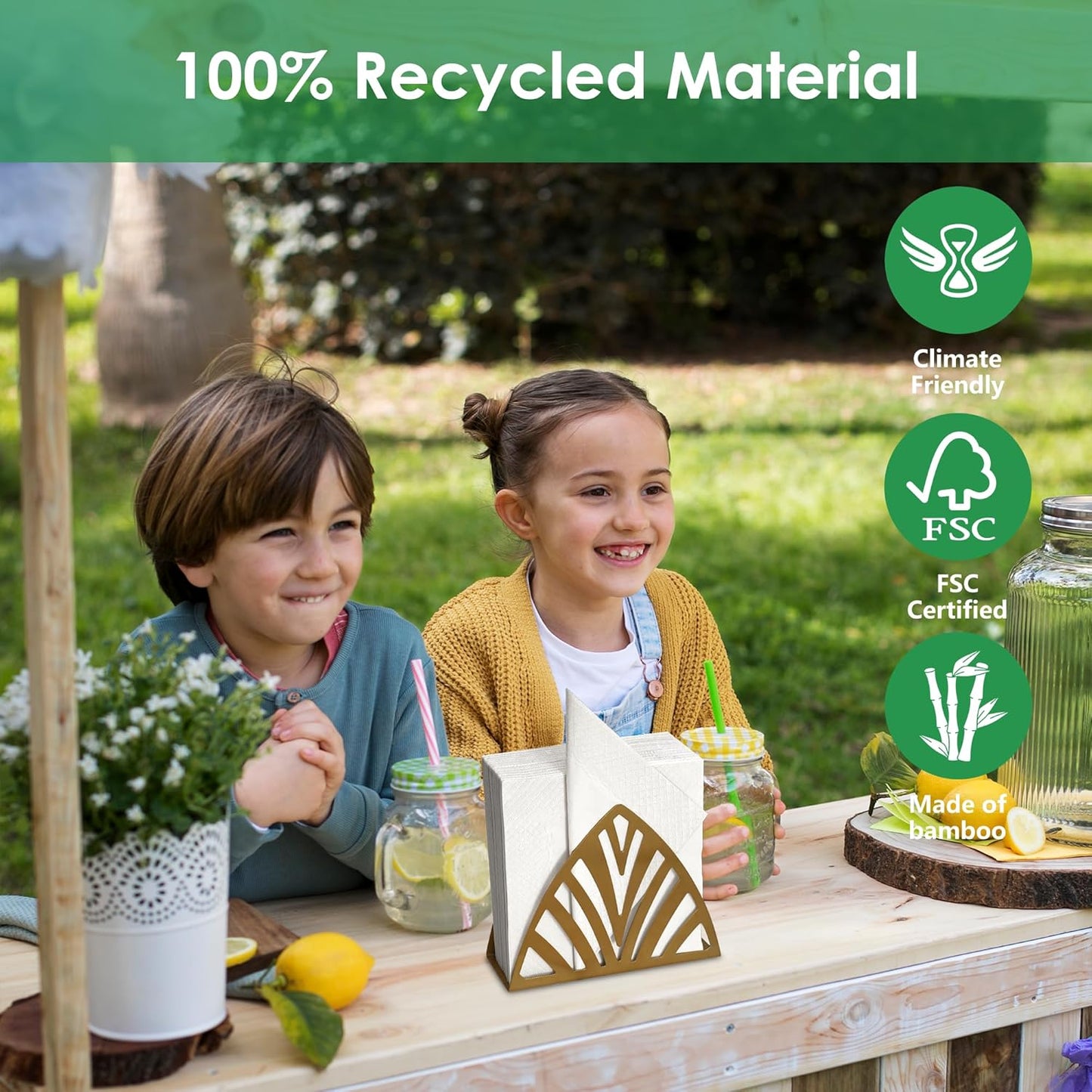 Disposable Napkins - 300 Pack 13"x13" | Eco-Friendly 2-Ply Paper Napkins for Parties & Everyday Use - Soft & Absorbent, White