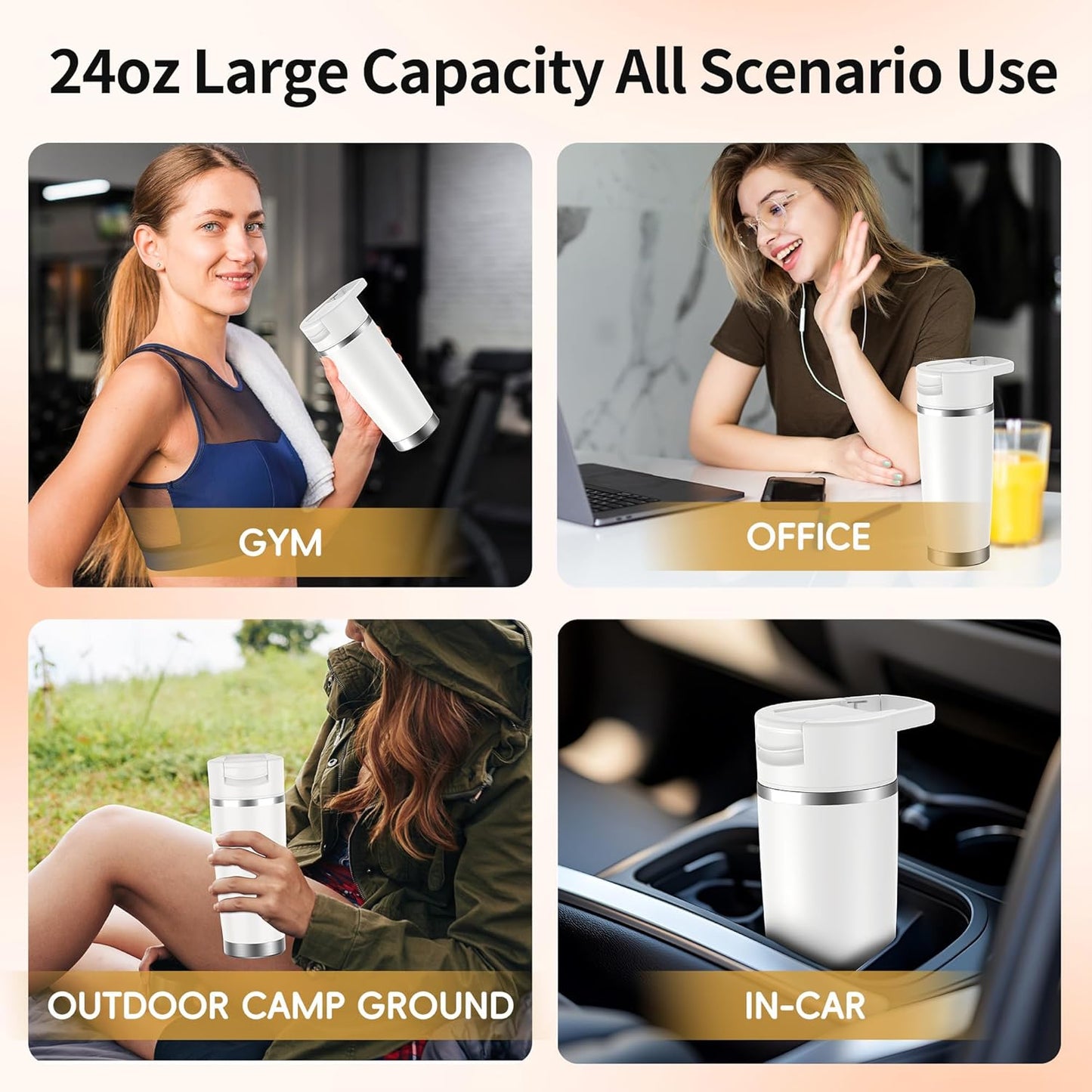 Skiennix Portable Blender - Cordless 24oz Insulated Cup for Smoothies & Shakes | USB-C Rechargeable, BPA-Free Gift for Men & Women