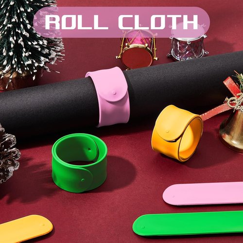 Charniol Wrapping Paper Roll Holder - 12-Piece Silicone Covered Metal Stabilizers | Organize Gift Wraps (Green, Yellow, Pink)