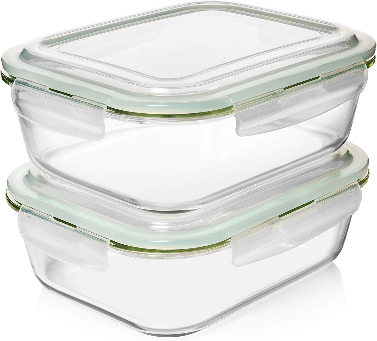 Razab Glass Food Storage Containers - 10 Cups/80 Oz, 4-Piece Set with Airtight Locking Lids | BPA-Free, Leak-Proof, Microwave & Oven Safe
