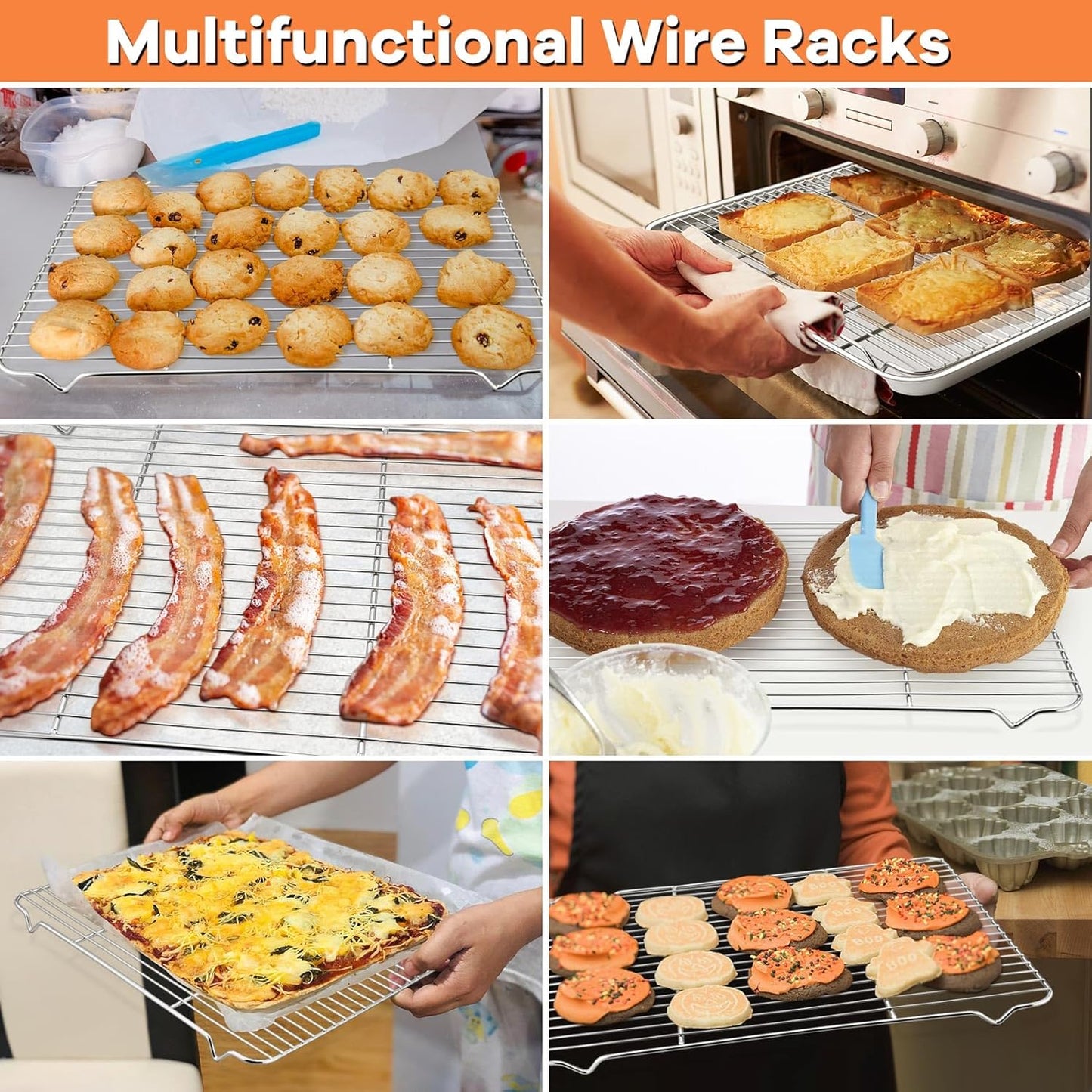 P&P CHEF Stainless Steel Cooling Baking Rack - Pack of 2, 16.6" x 11.5", Durable & Easy to Clean