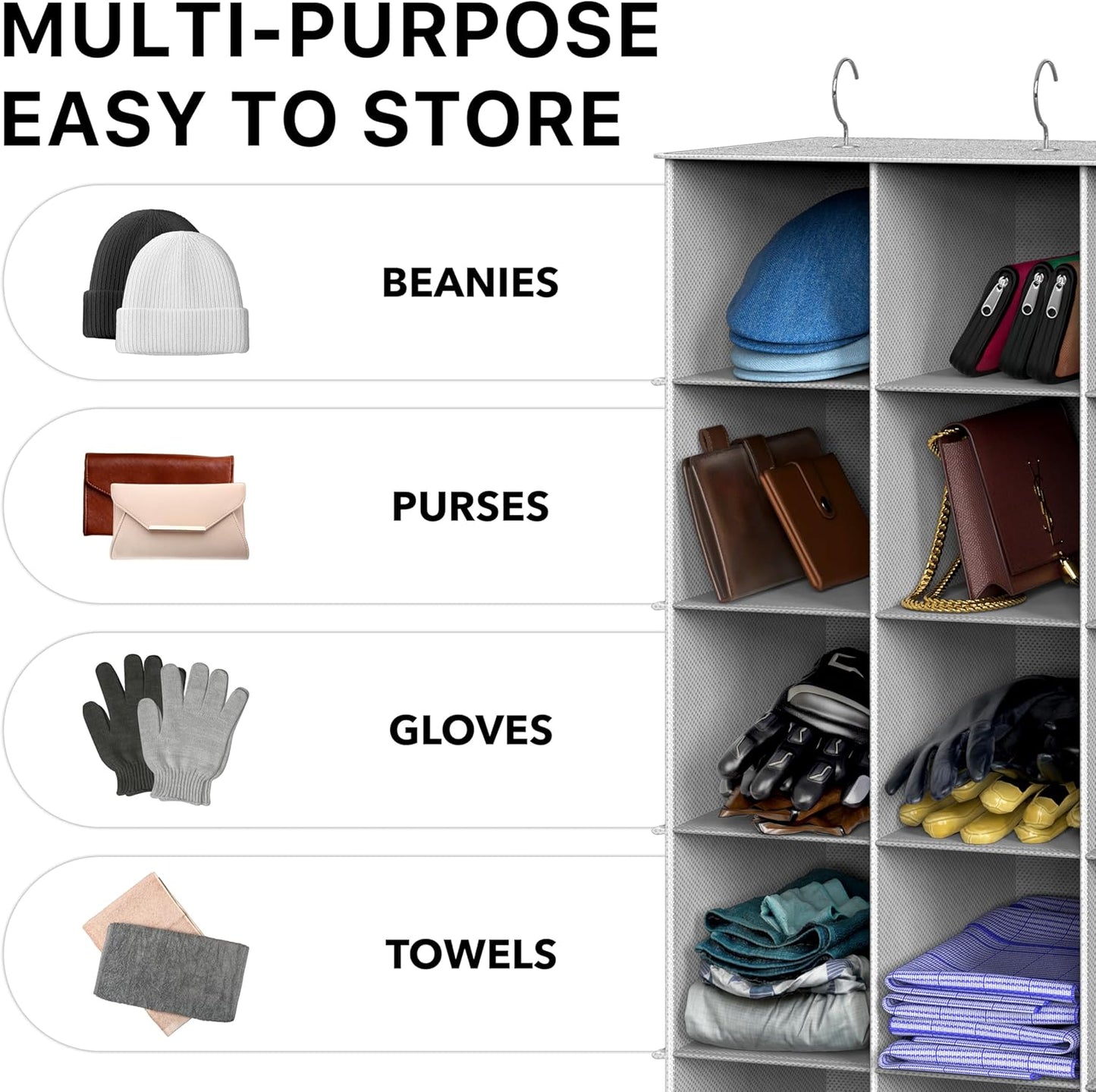 Simple Houseware 24-Section Hanging Shoe Organizer - Gray Closet Storage Solution