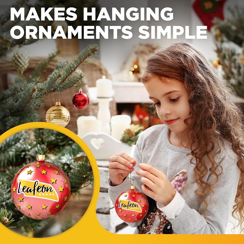 Leafeon 600 Green Ornament Hooks - Gold Finish Christmas Hangers for Tree Decorations (Variation: GREEN 600)