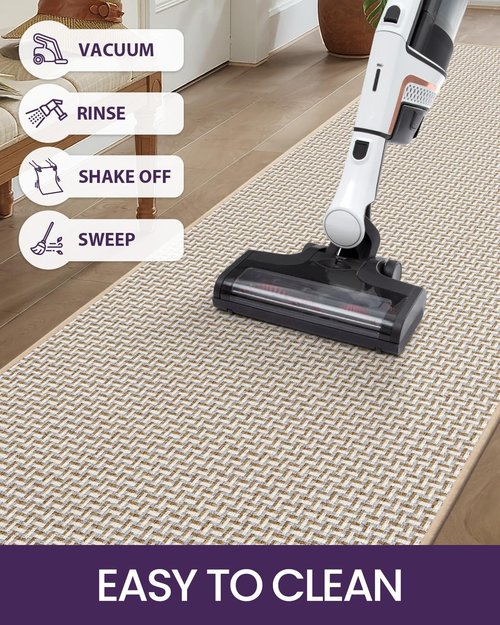 DEXI Hallway Runner 2.3x10, Non-Slip Rubber Backing Washable Carpet Hallways Runners, Absorbent Thin Indoor Mats for Entryway, Laundry, Patio Entrance, 10ft, Beige