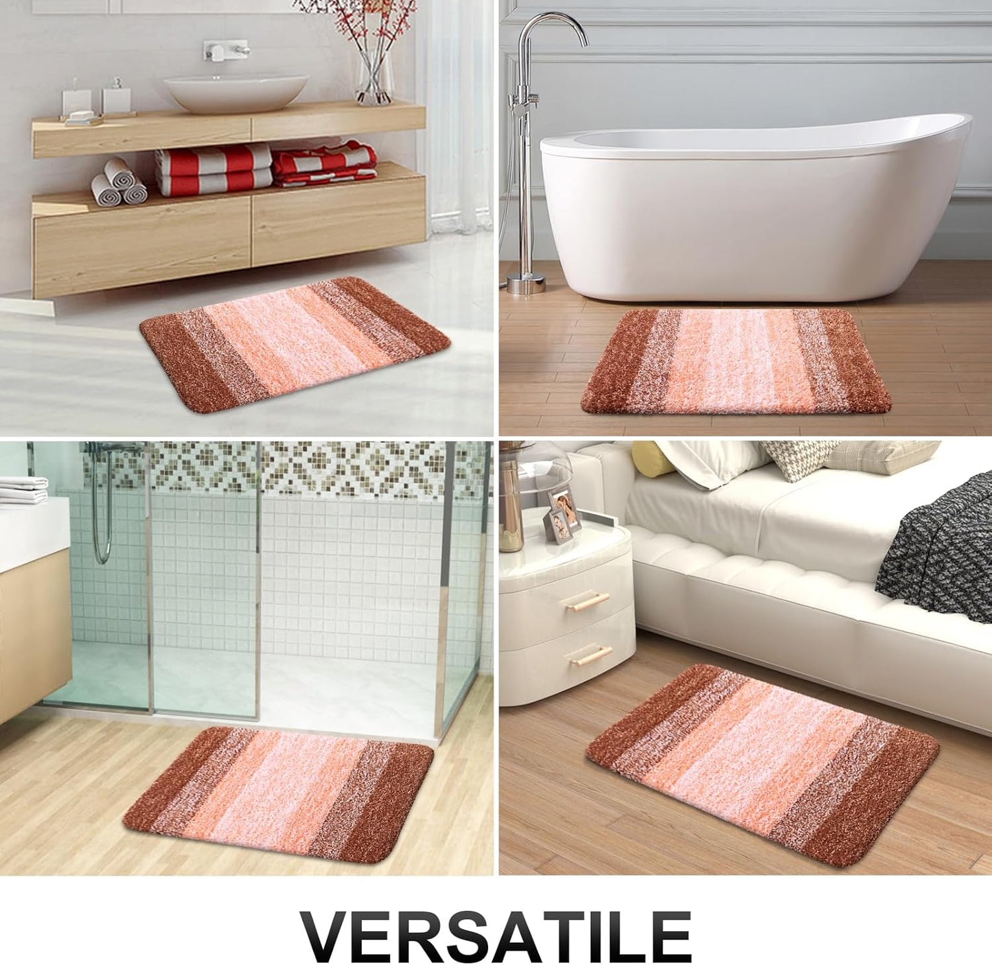 OLANLY Bathroom Runner Rug - Extra Soft Microfiber Mat | Quick Dry, Washable, 47x17 Inches, Orange