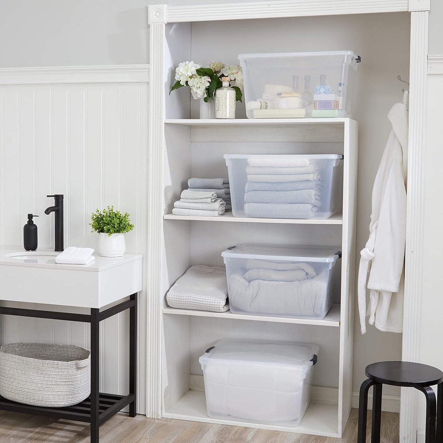 Rubbermaid Cleverstore 71 Qt Clear Storage Bins - Stackable, BPA-Free, 4-Pack | Made in USA